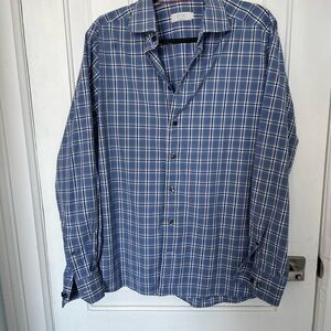 Eton Navy Plaid Dress Shirt
